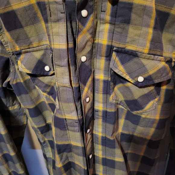 5.11 Tactical Shirt Mens Small Blue Yellow Plaid Pearl Snap Utility Workwear - Picture 4 of 5